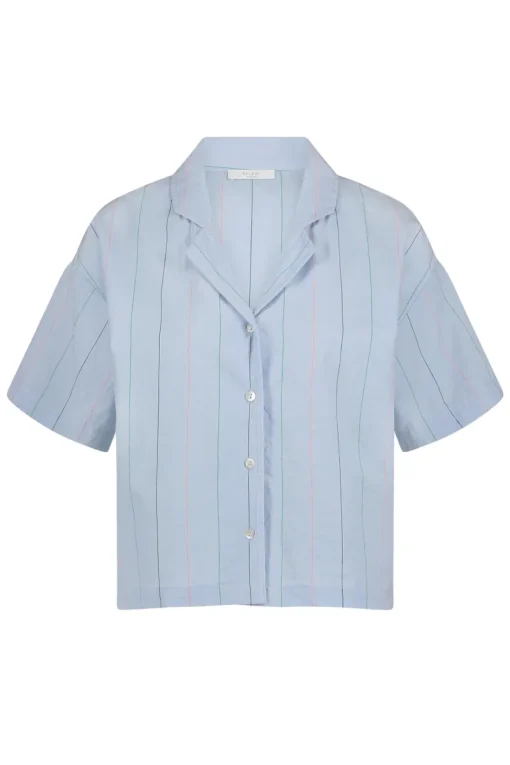 By Bar Jeans & Casuals|Blouses^Dames blouse korte mouw blauw
