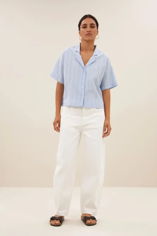 By Bar Jeans & Casuals|Blouses^Dames blouse korte mouw blauw