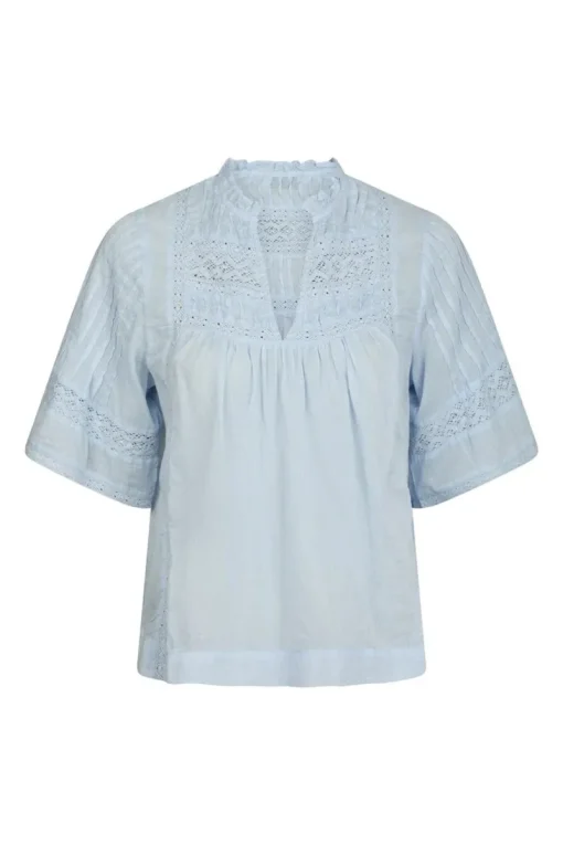 Neo Noir Jeans & Casuals|Blouses^Dames blouse korte mouw blauw