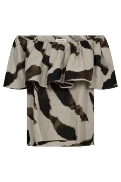 COPENHAGEN MUSE Modern Classics|Blouses^Dames blouse korte mouw bruin