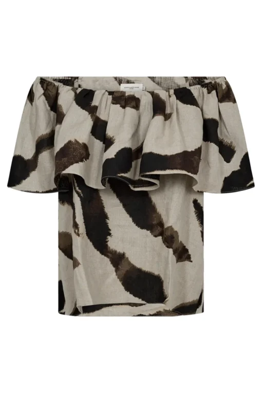 COPENHAGEN MUSE Modern Classics|Blouses^Dames blouse korte mouw bruin