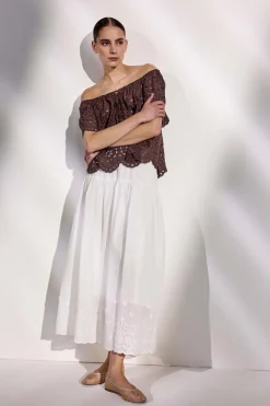 JcSophie Blouses^Dames blouse korte mouw bruin