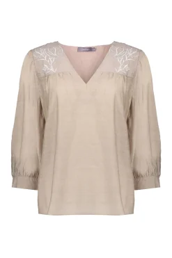 Geisha Jeans & Casuals|Blouses^Dames blouse korte mouw bruin