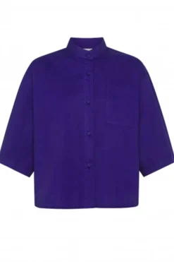 Forte Forte Outlet^Dames blouse korte mouw blauw