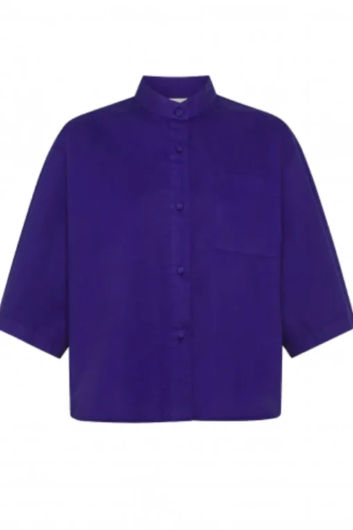 Forte Forte Outlet^Dames blouse korte mouw blauw