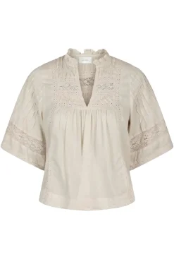 Neo Noir Jeans & Casuals|Blouses^Dames blouse korte mouw ecru
