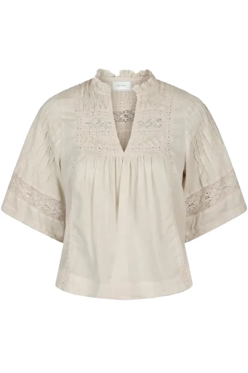 Neo Noir Jeans & Casuals|Blouses^Dames blouse korte mouw ecru