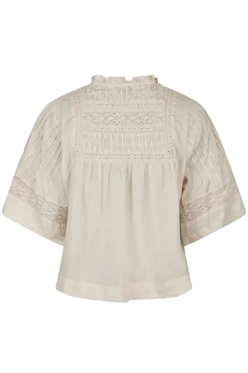 Neo Noir Jeans & Casuals|Blouses^Dames blouse korte mouw ecru