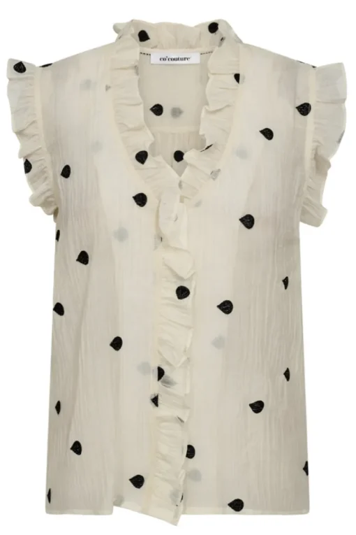 co´couture Jeans & Casuals|Blouses^Dames blouse korte mouw ecru