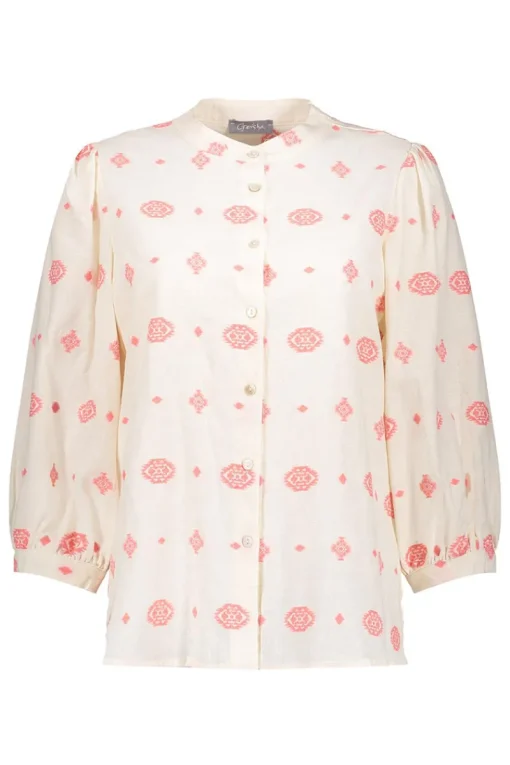 Geisha Jeans & Casuals|Blouses^Dames blouse korte mouw grijs