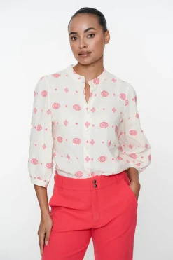 Geisha Jeans & Casuals|Blouses^Dames blouse korte mouw grijs