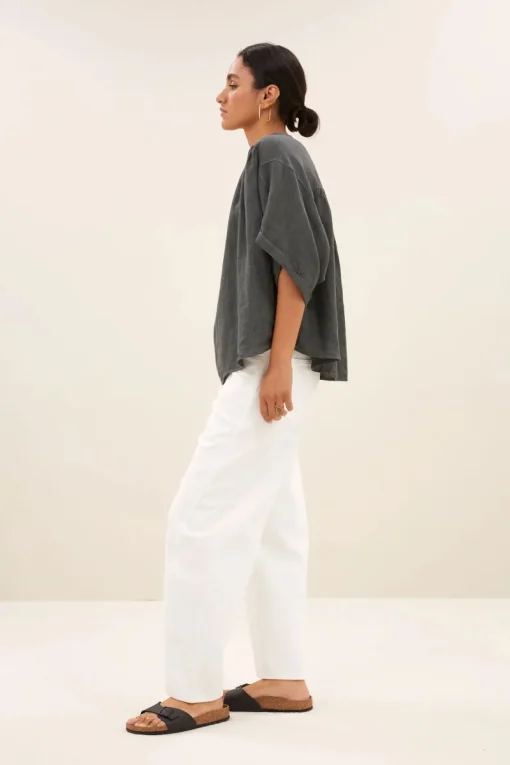 By Bar Jeans & Casuals|Blouses^Dames blouse korte mouw grijs