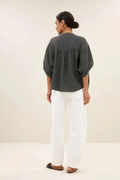 By Bar Jeans & Casuals|Blouses^Dames blouse korte mouw grijs