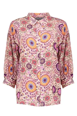 Geisha Jeans & Casuals|Blouses^Dames blouse korte mouw paars