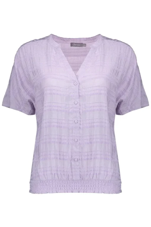 Geisha Jeans & Casuals|Blouses^Dames blouse korte mouw paars
