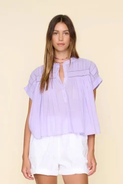 Xirena Designer|Blouses^Dames blouse korte mouw paars
