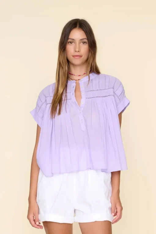 Xirena Designer|Blouses^Dames blouse korte mouw paars