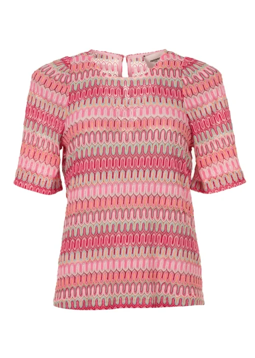 Freebird Jeans & Casuals|Blouses^Dames blouse korte mouw rose