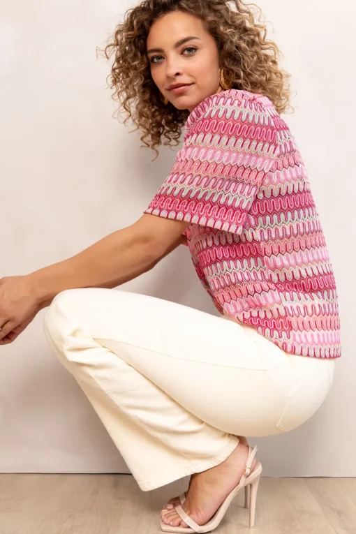 Freebird Jeans & Casuals|Blouses^Dames blouse korte mouw rose