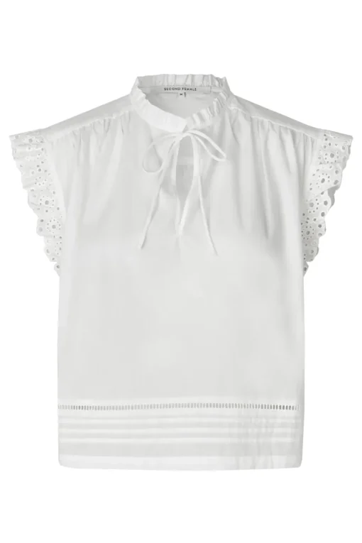 Second Female Jeans & Casuals|Blouses^Dames blouse korte mouw wit