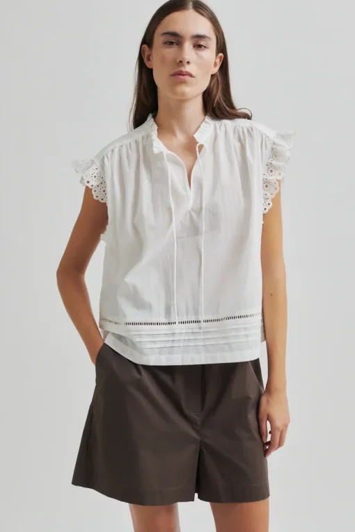 Second Female Jeans & Casuals|Blouses^Dames blouse korte mouw wit