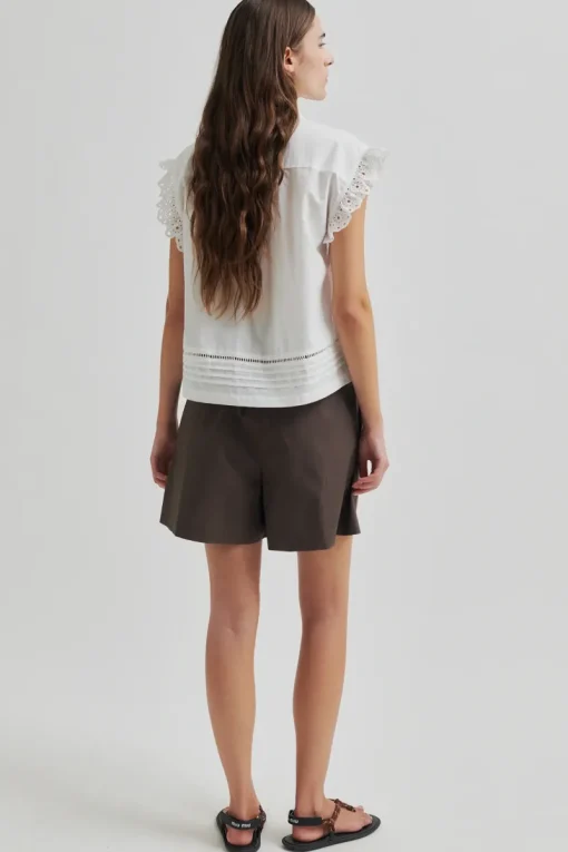 Second Female Jeans & Casuals|Blouses^Dames blouse korte mouw wit