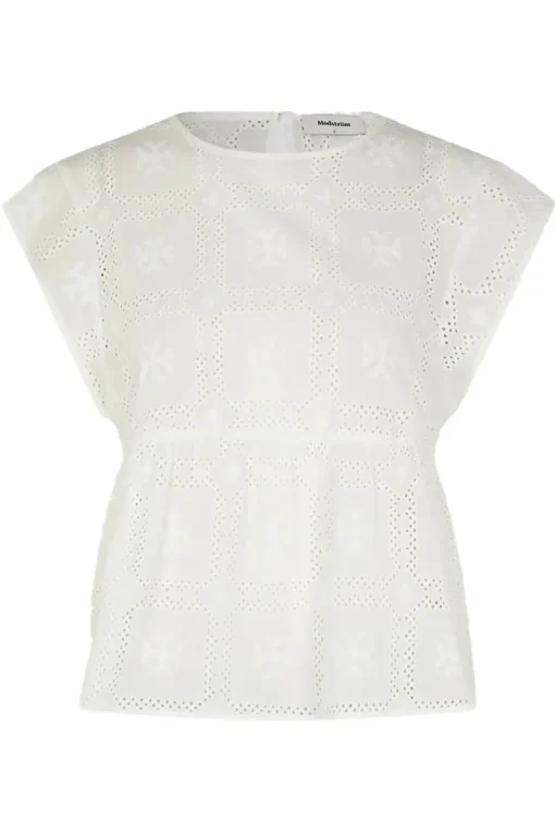 Modström Outlet^Dames blouse korte mouw wit