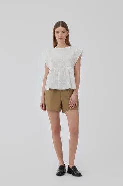 Modström Outlet^Dames blouse korte mouw wit