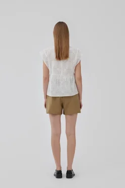 Modström Outlet^Dames blouse korte mouw wit