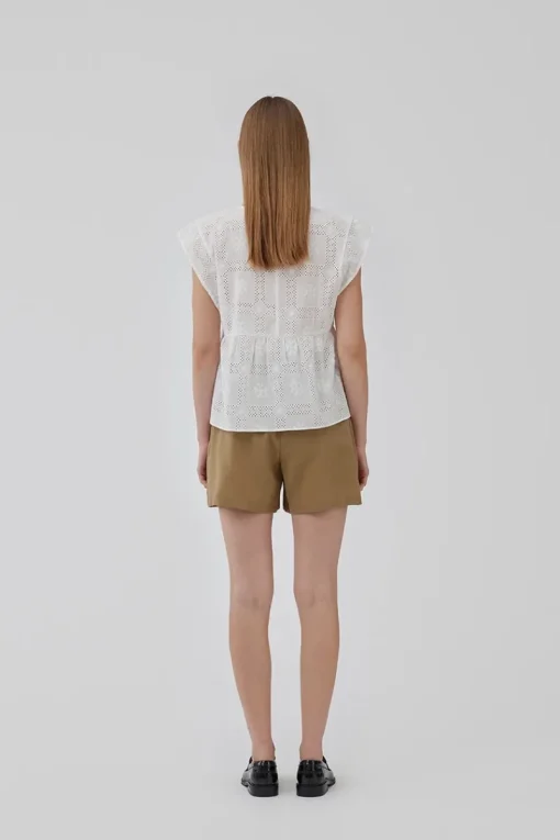 Modström Outlet^Dames blouse korte mouw wit