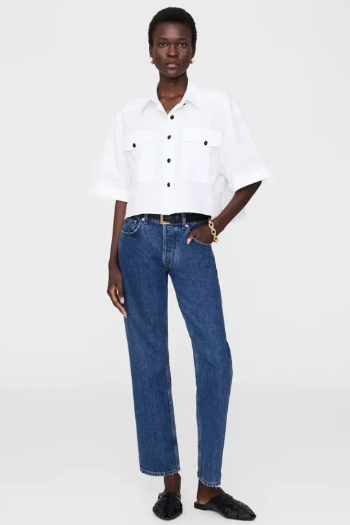 Anine Bing Designer|Blouses^Dames blouse korte mouw wit