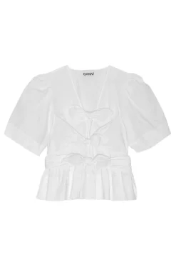 Ganni Designer|Blouses^Dames blouse korte mouw wit