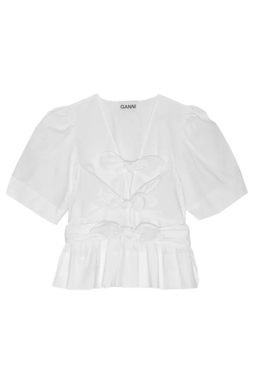 Ganni Designer|Blouses^Dames blouse korte mouw wit