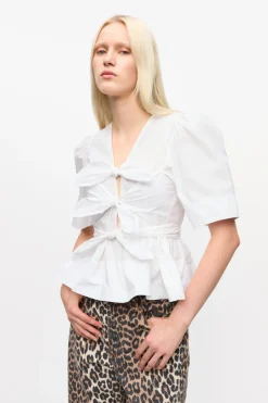 Ganni Designer|Blouses^Dames blouse korte mouw wit