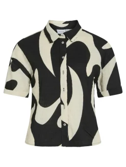 Vila Jeans & Casuals|Blouses^Dames blouse korte mouw zwart