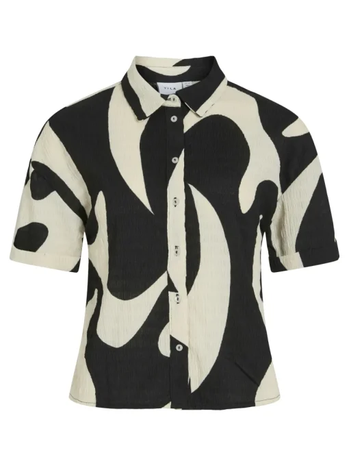 Vila Jeans & Casuals|Blouses^Dames blouse korte mouw zwart
