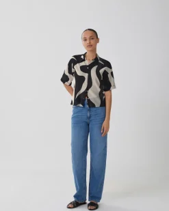 Vila Jeans & Casuals|Blouses^Dames blouse korte mouw zwart