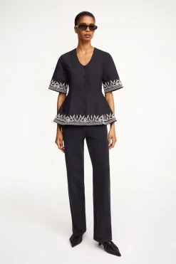 By Malene Birger Designer|Blouses^Dames blouse korte mouw zwart