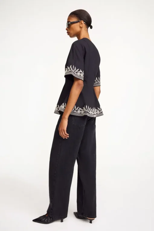 By Malene Birger Designer|Blouses^Dames blouse korte mouw zwart