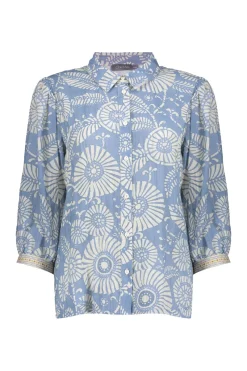 Geisha Jeans & Casuals|Blouses^Dames blouse lange mouw blauw