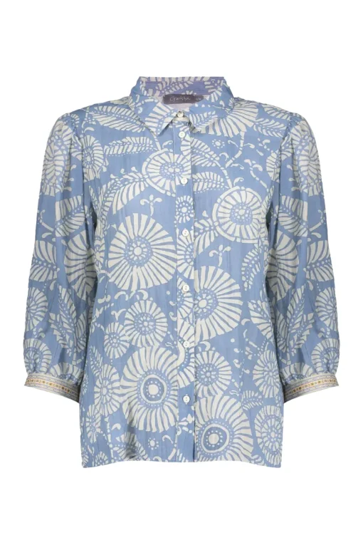 Geisha Jeans & Casuals|Blouses^Dames blouse lange mouw blauw