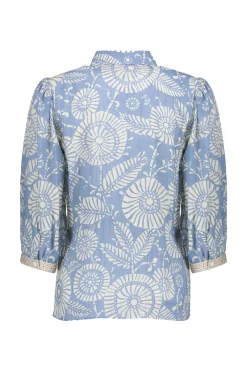 Geisha Jeans & Casuals|Blouses^Dames blouse lange mouw blauw