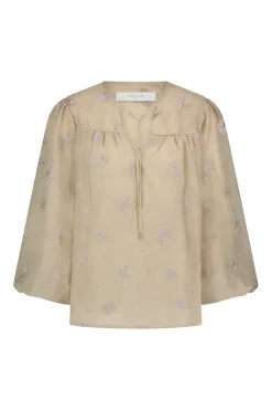 Nukus Jeans & Casuals|Blouses^Dames blouse lange mouw bruin