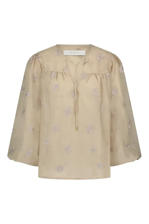 Nukus Jeans & Casuals|Blouses^Dames blouse lange mouw bruin
