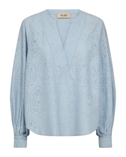Mos Mosh Jeans & Casuals|Blouses^Dames blouse lange mouw blauw