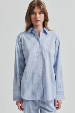 Second Female Jeans & Casuals|Blouses^Dames blouse lange mouw blauw