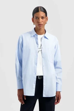 Olaf Hussein Jeans & Casuals|Blouses^Dames blouse lange mouw blauw