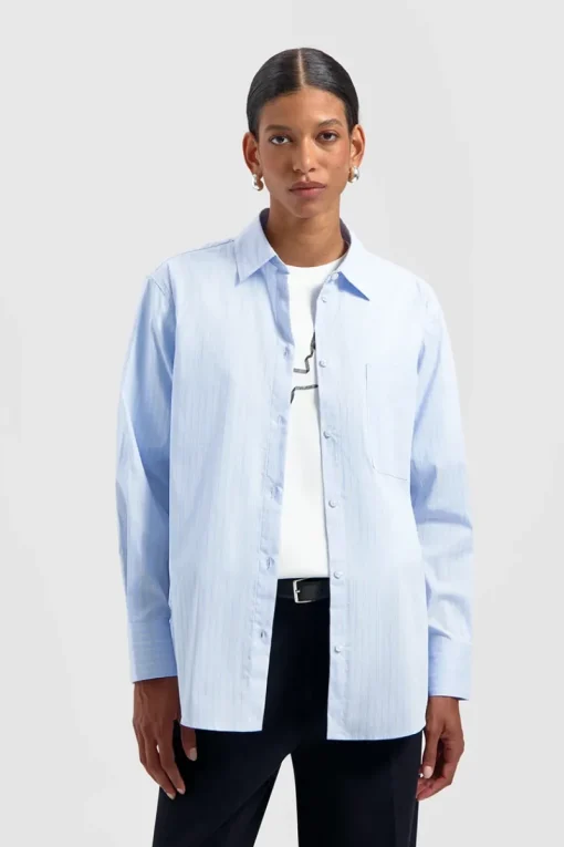 Olaf Hussein Jeans & Casuals|Blouses^Dames blouse lange mouw blauw