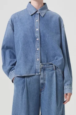 Agolde Designer|Blouses^Dames blouse lange mouw blauw