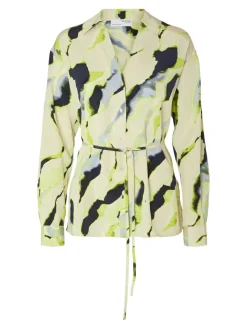 Selected Outlet^Dames blouse lange mouw bruin